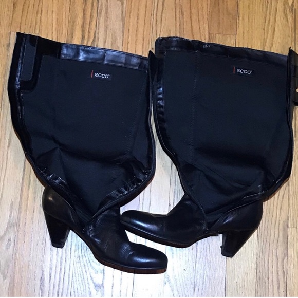 ECCO BLK LEATHER BOOTS US 8-8.5 (UK Sz 39) - Picture 2 of 3